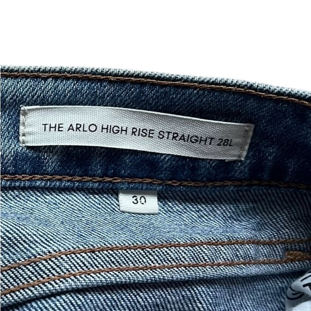 Aritzia Denim Forum The Arlo High Rise Straight Jeans Raw Hem Size 30 - Picture 11 of 14